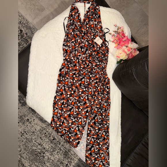 NWT Free People Orange and Black Maxi Dress Size L - Picture 7 of 7
